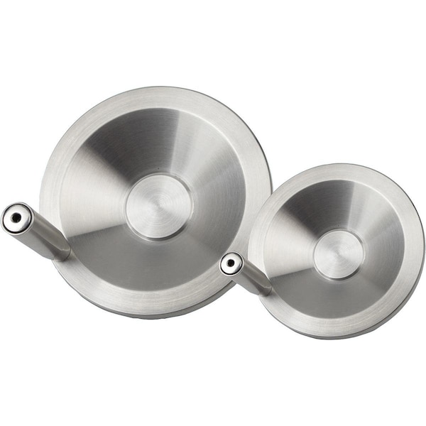Disc Handwheel With Center Bore D1=101, 6, Stainless Steel 1.4301 Bright, Revolving Grip